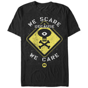 Men's Monsters Inc We Scare Because We Care Sign  Adult T-Shirt