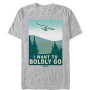 Men's Star Trek I Want To Boldly Go Travel Poster  Adult T-Shirt