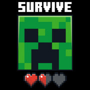 Men's Minecraft Creeper Survive Hearts  Adult T-Shirt