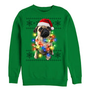 Women's Lost Gods Ugly Christmas Pug Lights  Adult Sweatshirt