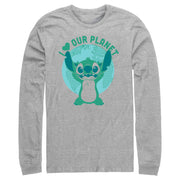 Men's Lilo & Stitch I Heart Our Planet  Adult Long Sleeve Shirt