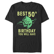 Men's Star Wars Yoda Best 50th Birthday You Will Have Stencil  Adult T-Shirt