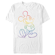 Men's Mickey & Friends Rainbow Mickey Mouse Outline  Adult T-Shirt