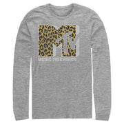 Men's MTV Cheetah Print Logo  Adult Long Sleeve Shirt