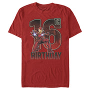 Men's Marvel Iron Man 16th Birthday Action Pose  Adult T-Shirt