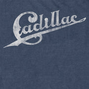 Men's General Motors Cadillac White Text Distressed  Adult T-Shirt