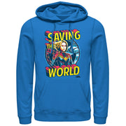 Men's Marvel Captain Marvel Saving the World  Adult Pull Over Hoodie