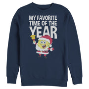 Men's SpongeBob SquarePants Christmas Favorite Time  Adult Sweatshirt