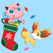 Men's Pokemon Christmas Jigglypuff and Fennekin Stocking  Adult T-Shirt