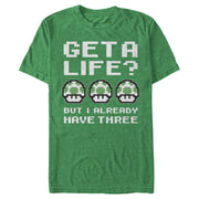 Men's Nintendo Mario Get a Life, But I Got Three  Adult T-Shirt