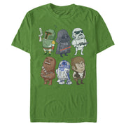 Men's Star Wars Doodle Character Grid  Adult T-Shirt