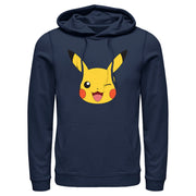 Men's Pokemon Pikachu Wink Face  Adult Pull Over Hoodie