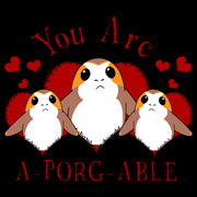 Men's Star Wars Valentine's Day You Are A-Porg-Able  Adult T-Shirt