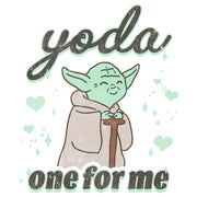 Men's Star Wars Valentine's Day Yoda One for Me Distressed  Adult T-Shirt