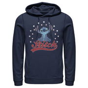 Men's Lilo & Stitch Red, White, and Blue Stars  Adult Pull Over Hoodie