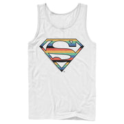 Men's Superman Logo Retro Stripe  Adult Tank Top