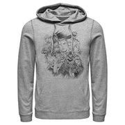 Men's Justice League Hero Sketch Collage  Adult Pull Over Hoodie