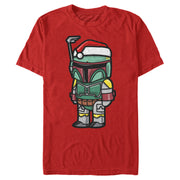 Men's Star Wars Boba Fett Santa Hat Cartoon  Adult T-Shirt