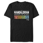 Men's Star Wars: The Mandalorian Grogu Wherever I Go He Goes Colorful Squares  Adult T-Shirt