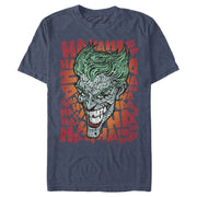 Men's Batman Joker Laugh Background Text  Adult T-Shirt