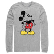 Men's Mickey & Friends Classic Mickey Distressed  Adult Long Sleeve Shirt