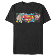 Men's Superman Logo Ripped Paper  Adult T-Shirt