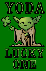 Men's Star Wars St. Patrick's Day Cartoon Yoda Lucky One  Adult T-Shirt