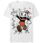 Men's Cuphead Sketch Parade  Adult T-Shirt