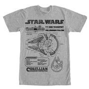 Men's Star Wars Millennium Falcon Specifications  Adult T-Shirt