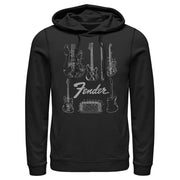 Men's Fender Guitar Chart  Adult Pull Over Hoodie