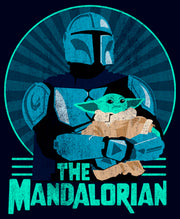 Men's Star Wars: The Mandalorian Father's Day Mando and Grogu Retro Logo  Adult T-Shirt