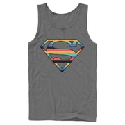 Men's Superman Logo Retro Stripe  Adult Tank Top