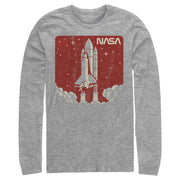 Men's NASA Red And Orange Hue Lift Off Sticker Logo  Adult T-Shirt