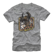 Men's Star Wars The Force Awakens Retro Chewbacca and Poe Dameron  Adult T-Shirt