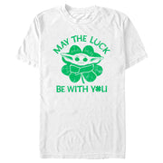 Men's Star Wars: The Mandalorian St. Patrick's Day Grogu May the Luck be with You Retro  Adult T-Shirt