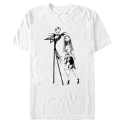 Men's The Nightmare Before Christmas Jack and Sally Black and White Portrait  Adult T-Shirt