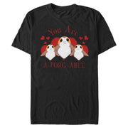 Men's Star Wars Valentine's Day You Are A-Porg-Able  Adult T-Shirt