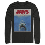 Men's Jaws Retro Distressed Poster  Adult Long Sleeve Shirt