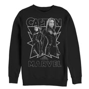 Men's Marvel Captain Marvel Gray Grayscale Portrait  Adult Sweatshirt