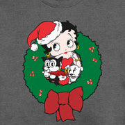 Men's Betty Boop Christmas Characters Wreath  Adult Sweatshirt