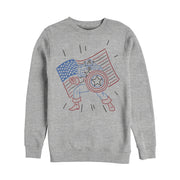 Men's Marvel Fourth of July  Cartoon Captain America  Adult Sweatshirt