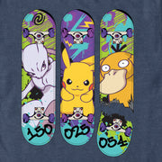 Men's Pokemon Mewtwo, Pikachu, and Psyduck Skateboard Decks  Adult T-Shirt