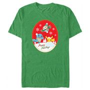 Men's Pokemon Christmas Happy Holidays Patch  Adult T-Shirt