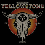 Men's Yellowstone Sunset Dutton Ranch Cow Skull  Adult T-Shirt