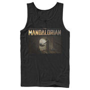 Men's Star Wars: The Mandalorian The Child Bounty Logo Silhouette  Adult Tank Top