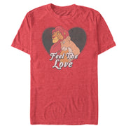 Men's Lion King Simba and Nala Valentine Feel the Love  Adult T-Shirt