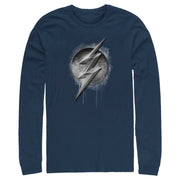 Men's Zack Snyder Justice League The Flash Silver Logo  Adult Long Sleeve Shirt