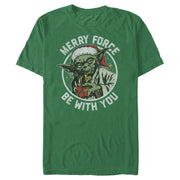 Men's Star Wars Christmas Yoda May the Force  Adult T-Shirt