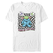 Men's Star Wars: The Mandalorian Grogu Frog Dream Checkerboard  Adult T-Shirt