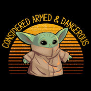 Men's Star Wars: The Mandalorian The Child Considered Armed and Dangerous  Adult T-Shirt